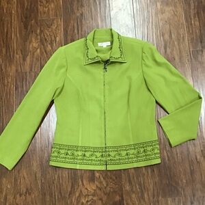 Dressbarn Lime Green Embroidered Blazer